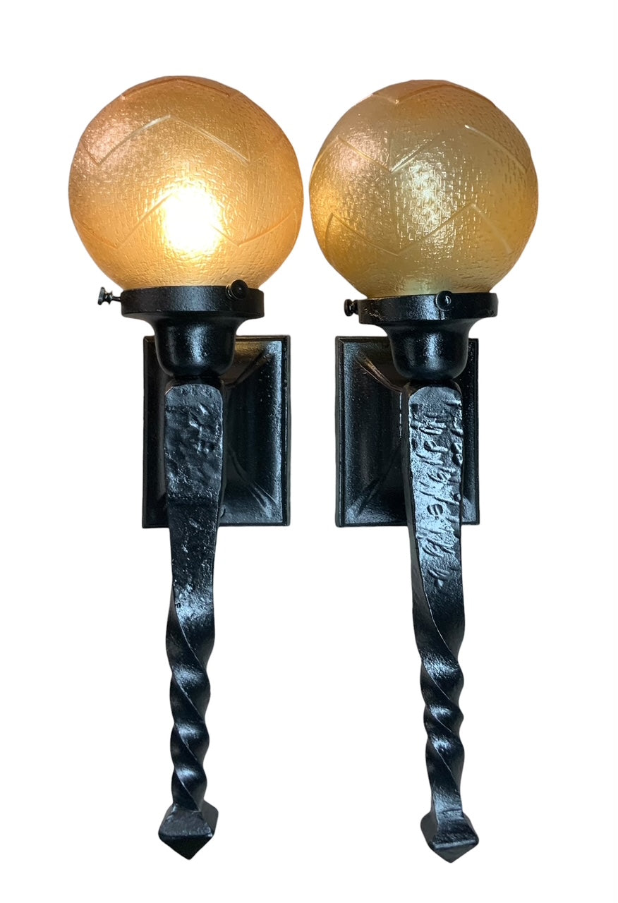 Pair Twisted Tail Wall Outdoor Sconces