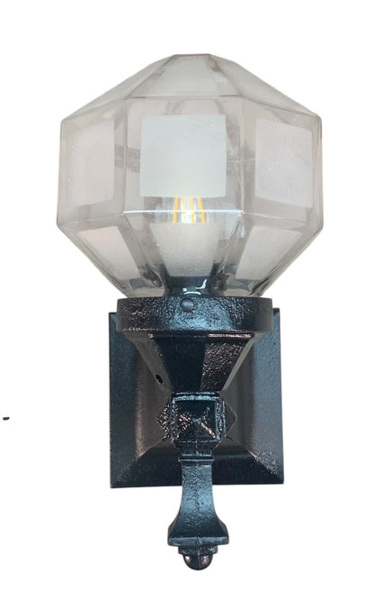 Small Outdoor Light with Faceted and Frosted Shade #2569