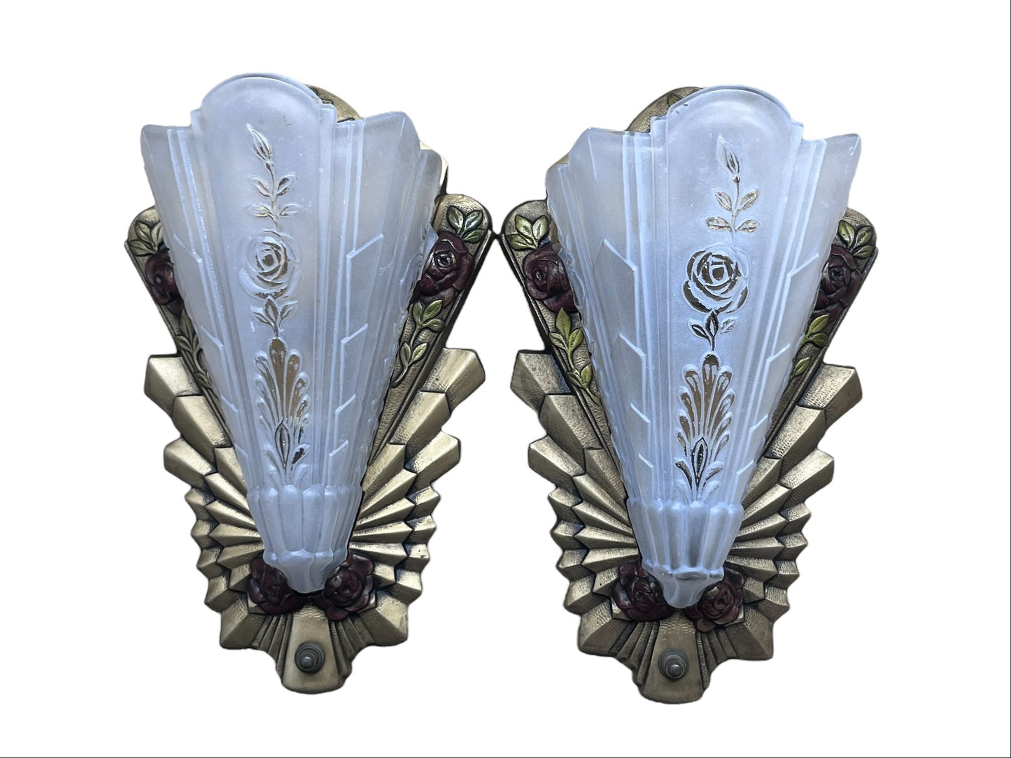 Frankelite Floral  Art Deco Wall Sconces