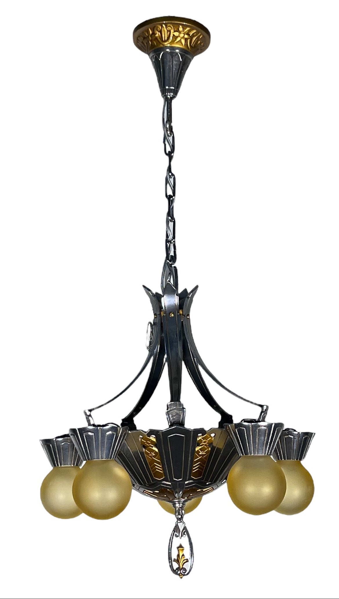 gold and silver art deco chandelier