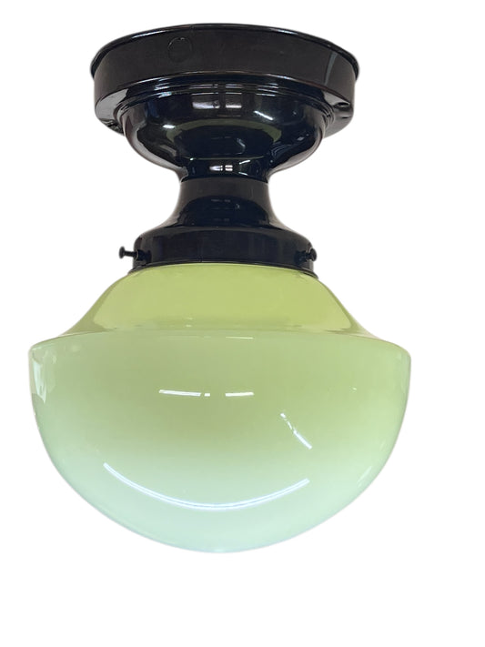 Vaseline Glass Schoolhouse Globe on Original Fitter #2590