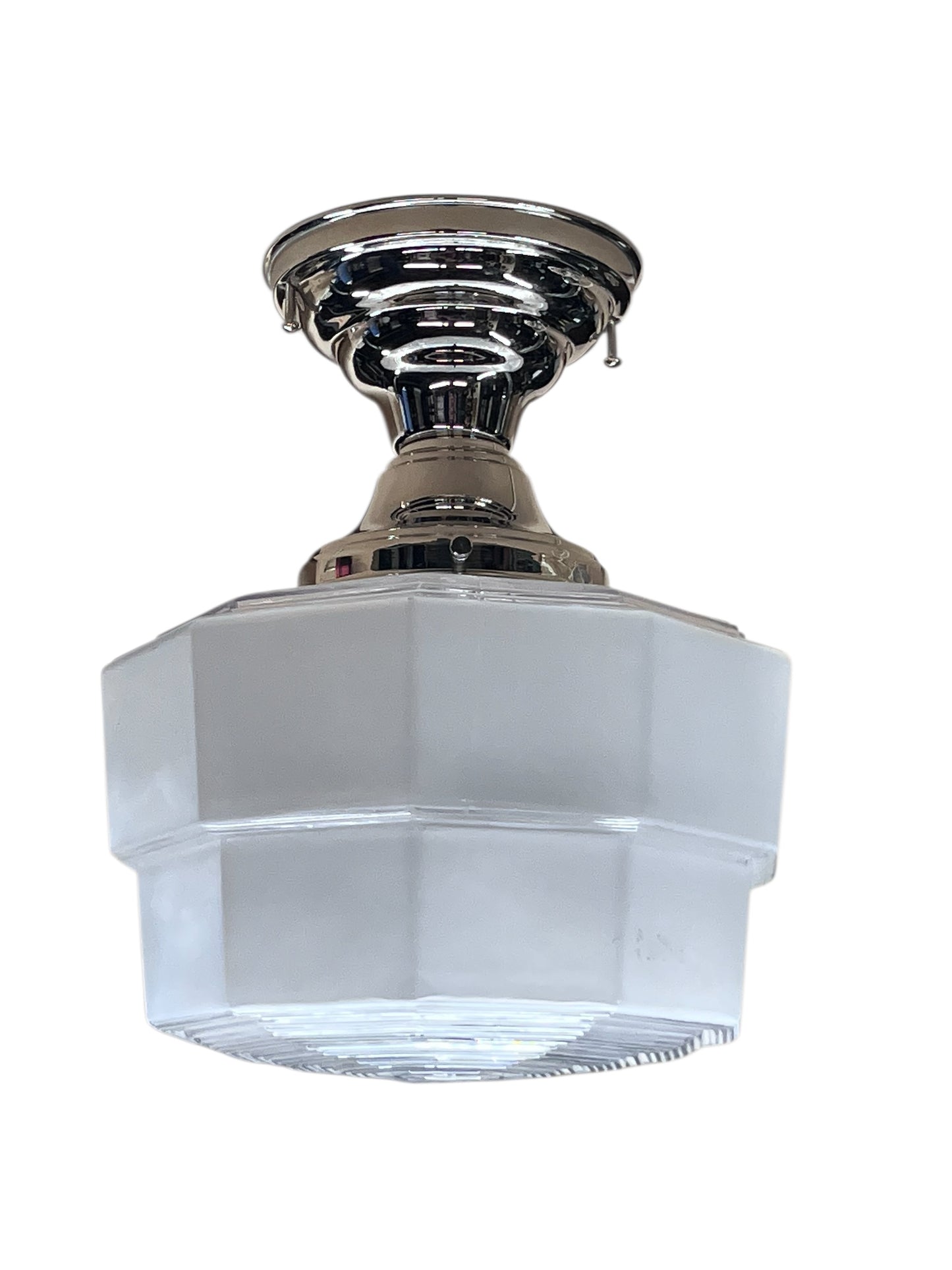 Octagonal 1930s Art Deco Kitchen Light with Clear Bottom #2591