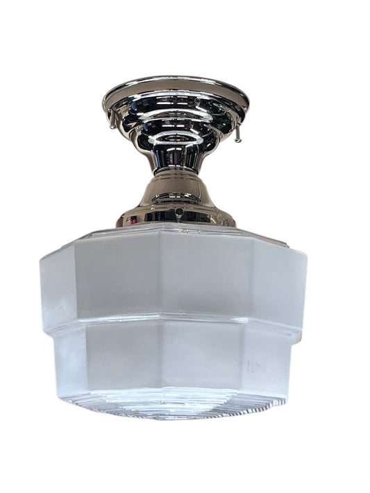 Octagonal 1930s Art Deco Kitchen Light with Clear Bottom #2591