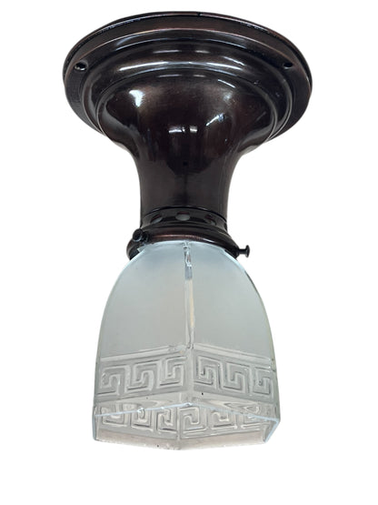 Greek Key Ceiling Light Original Fixture with Original Finish #2592