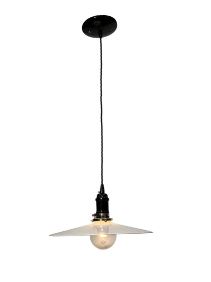 Hand Blown "Flat White" Pendant Shade Handing from Twisted Wire #2620