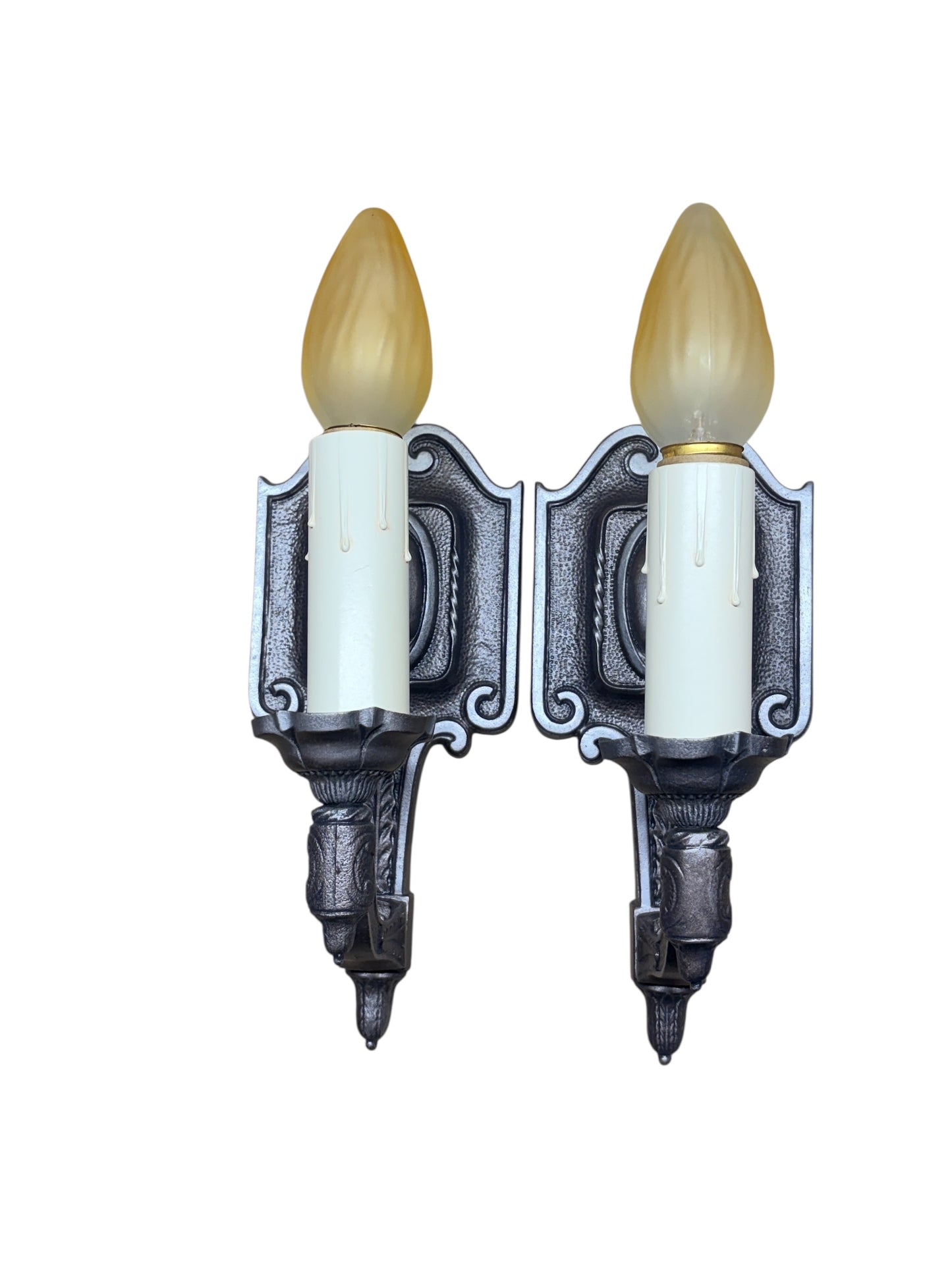 Dark Metallic Grey Sconces from the 1920s #2628