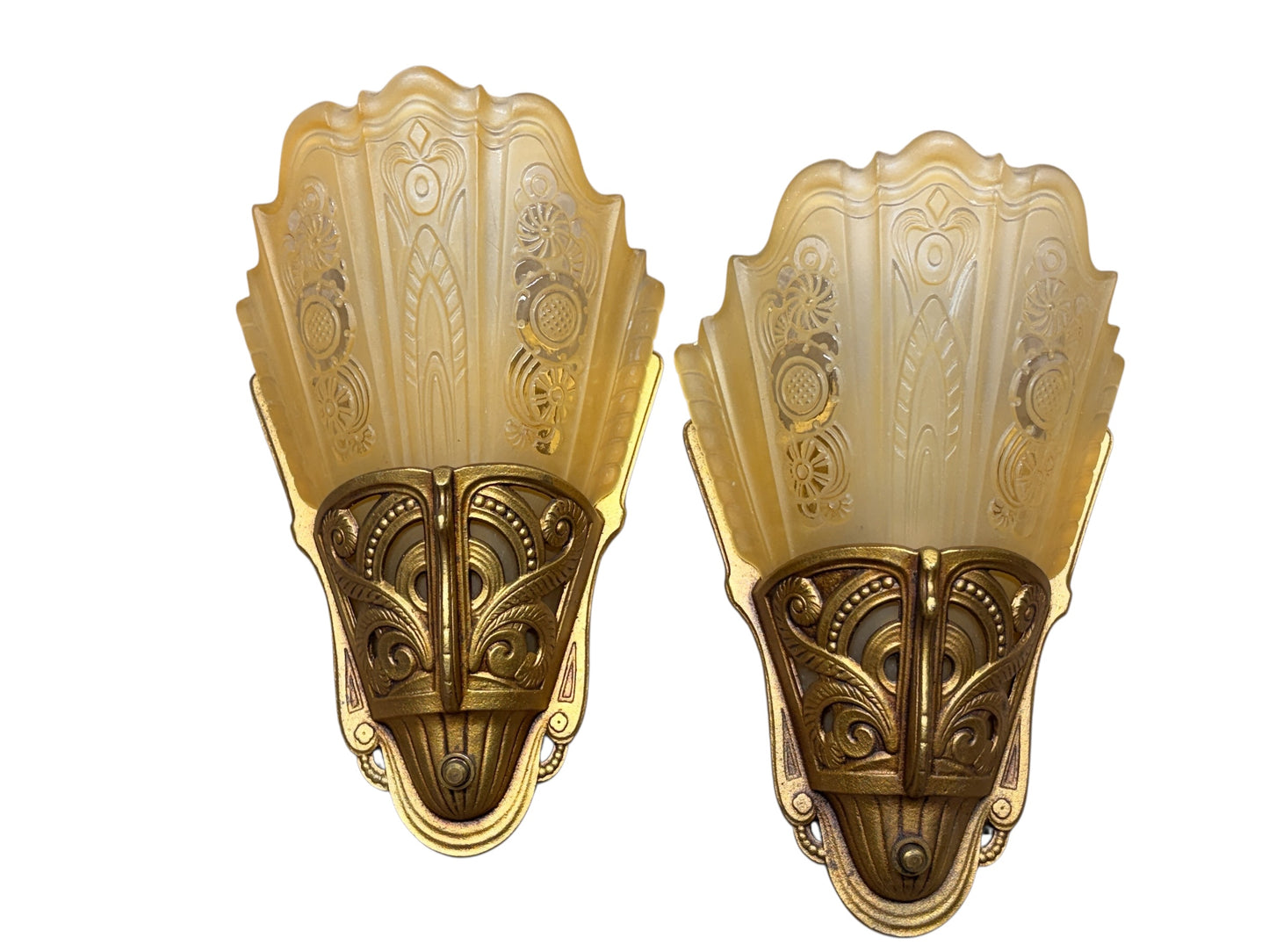 Lightolier Art Deco "Stylux"  Slip Shade Wall Sconces