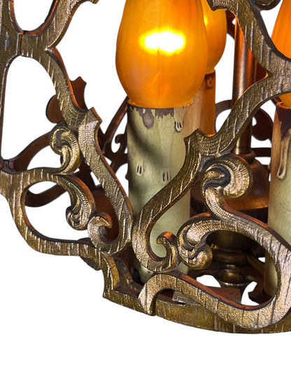 Spanish Revival Square Four Light in Red Brass #2426
