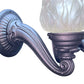 1910s Curved Arm Exterior Sconces with Antique Flame Shades #2552