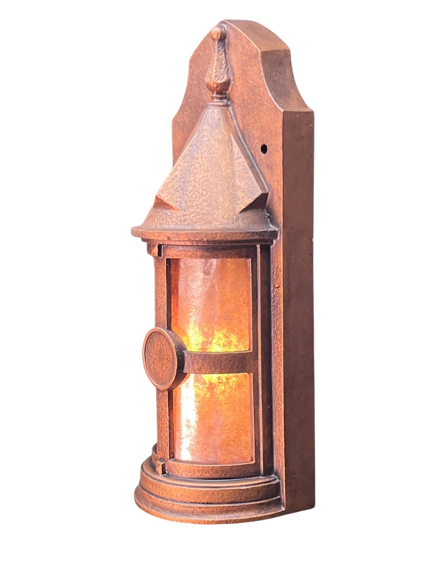 One of THREE Storybook Style Exterior Sconces in Anitque Copper #2554