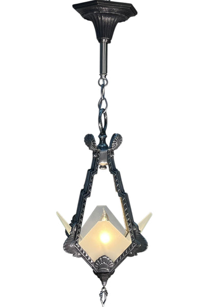 Silver Art Deco Hallway or Foyer Light with Original Finish #2556