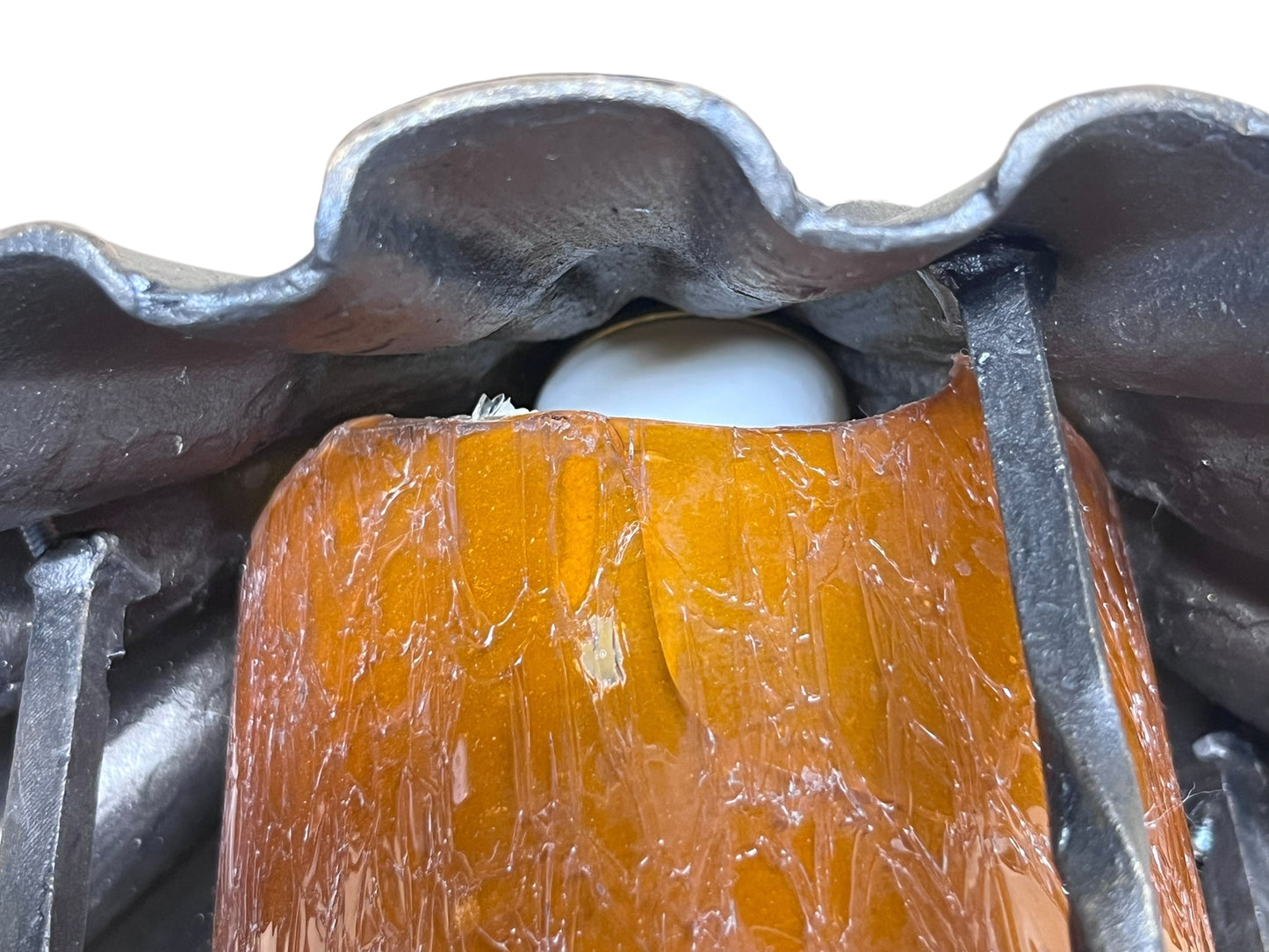 Spanish revival Porch Light with Amber Crackle Glass Shade