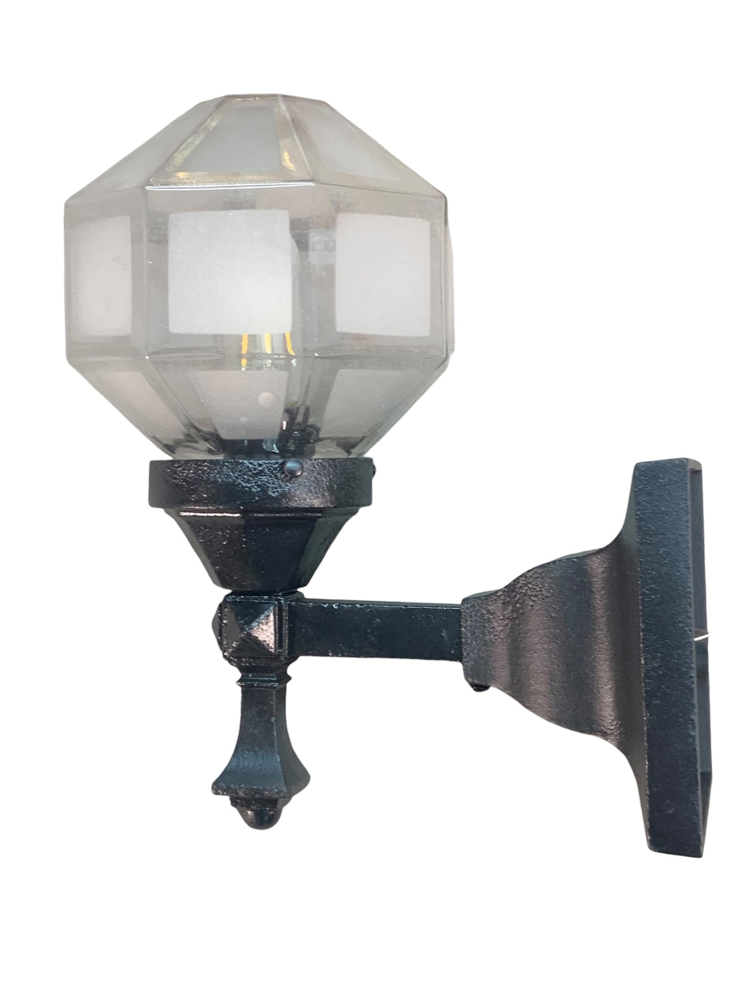 Small Outdoor Light with Faceted and Frosted Shade #2569