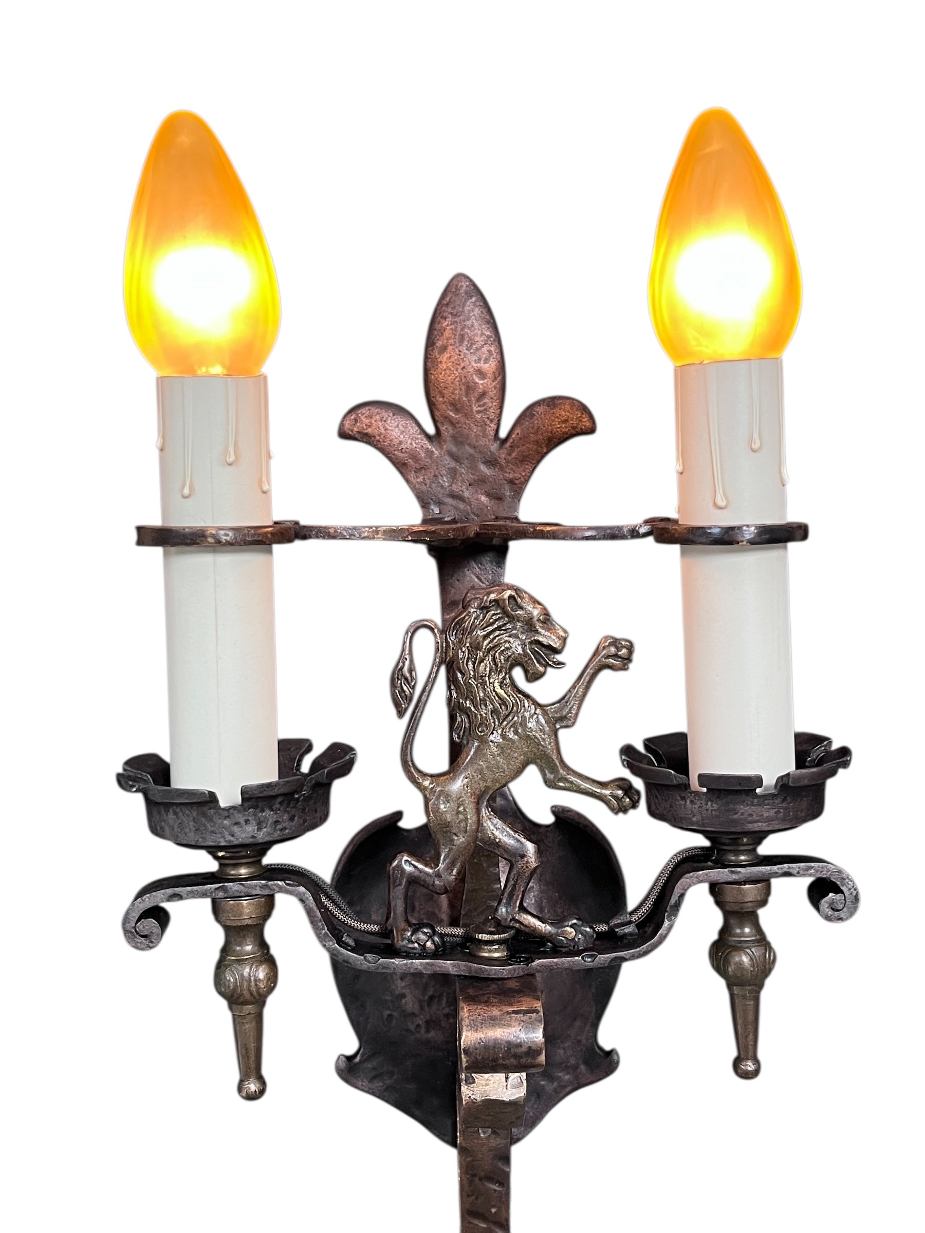 Three Monumental Spanish Revival Wall Sconces