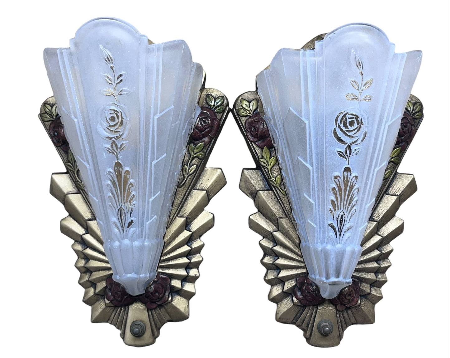 Frankelite Floral  Art Deco Wall Sconces