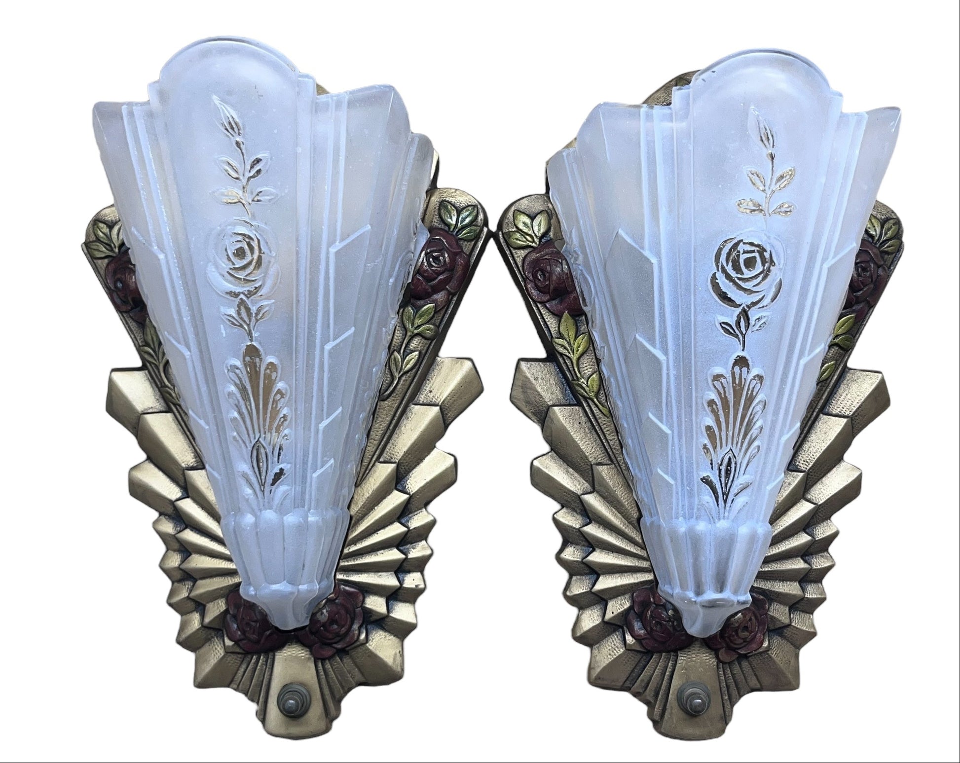 Frankelite Floral  Art Deco Wall Sconces
