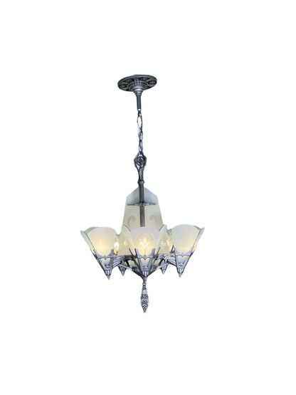 Art Deco Flat Glass Panel Chandelier for Tall Ceilings #2580