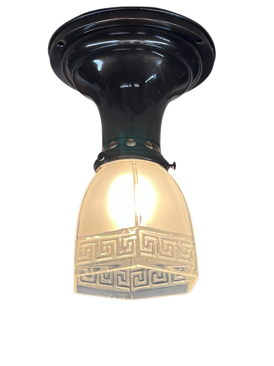 Greek Key Ceiling Light Original Fixture with Original Finish #2592