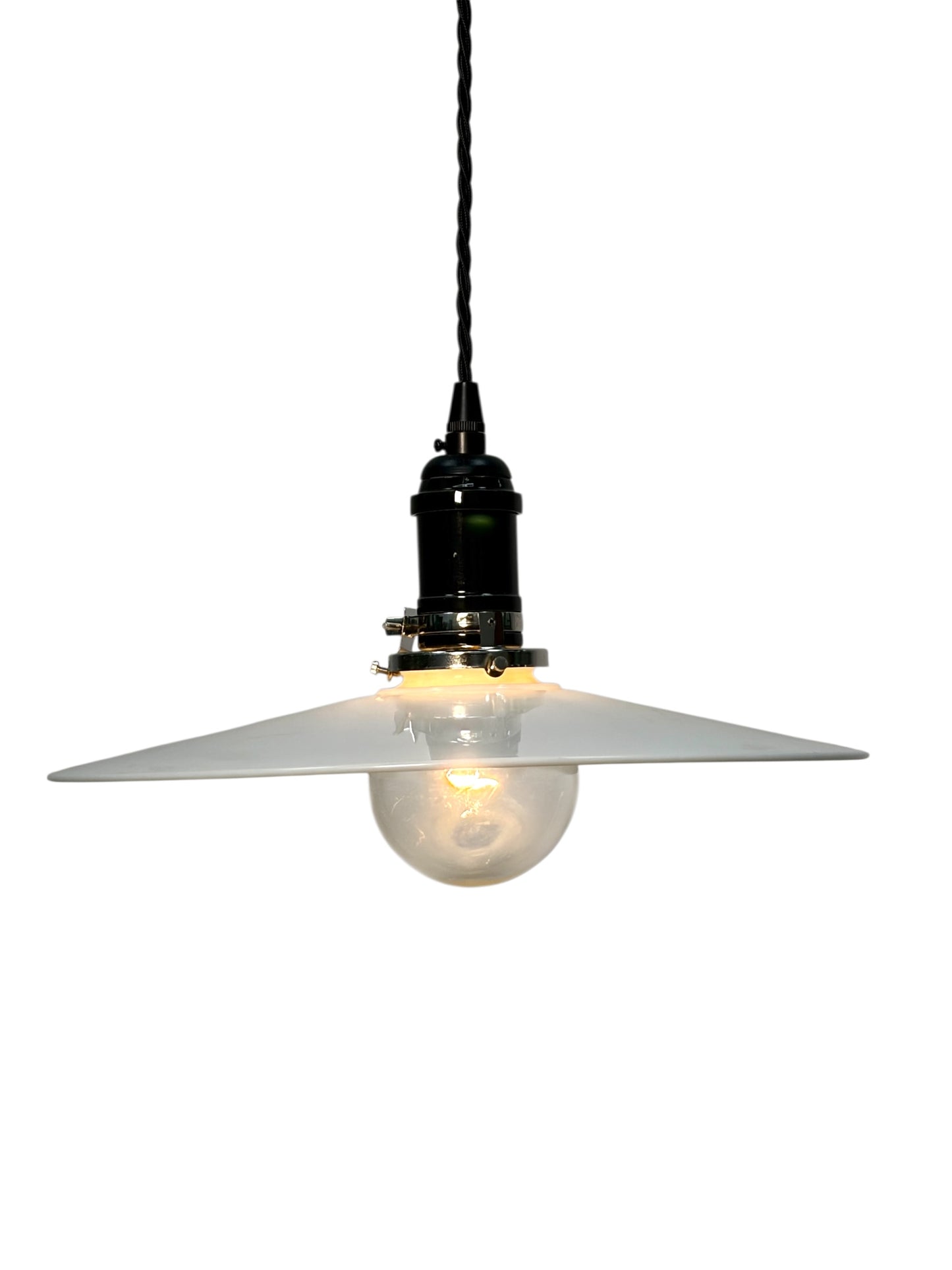 Hand Blown "Flat White" Pendant Shade Handing from Twisted Wire #2620