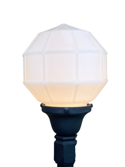 Black Long Tail Exterior Sconce with Milk Glass Shade #2568