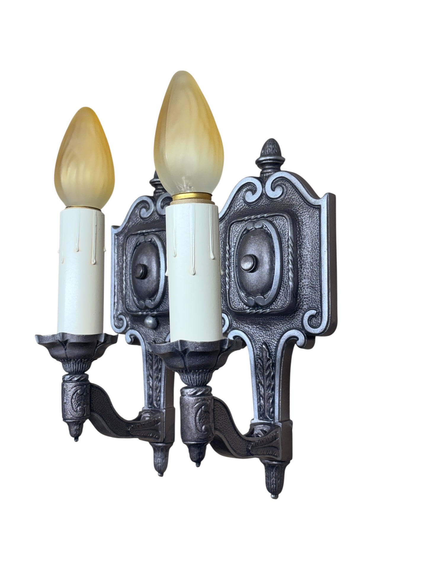 Dark Metallic Grey Sconces from the 1920s #2628