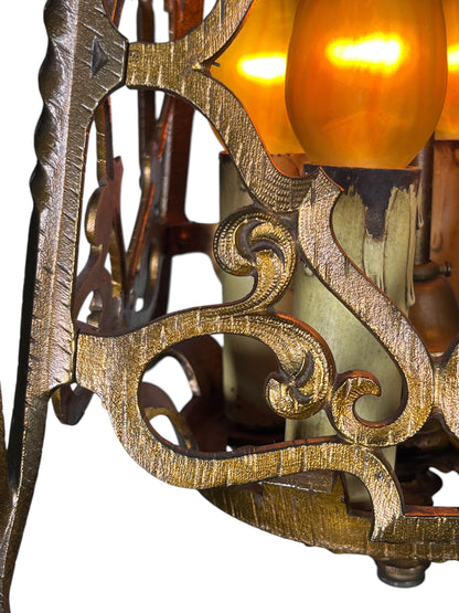 Spanish Revival Square Four Light in Red Brass #2426