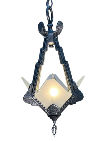 Silver Art Deco Hallway or Foyer Light with Original Finish #2556