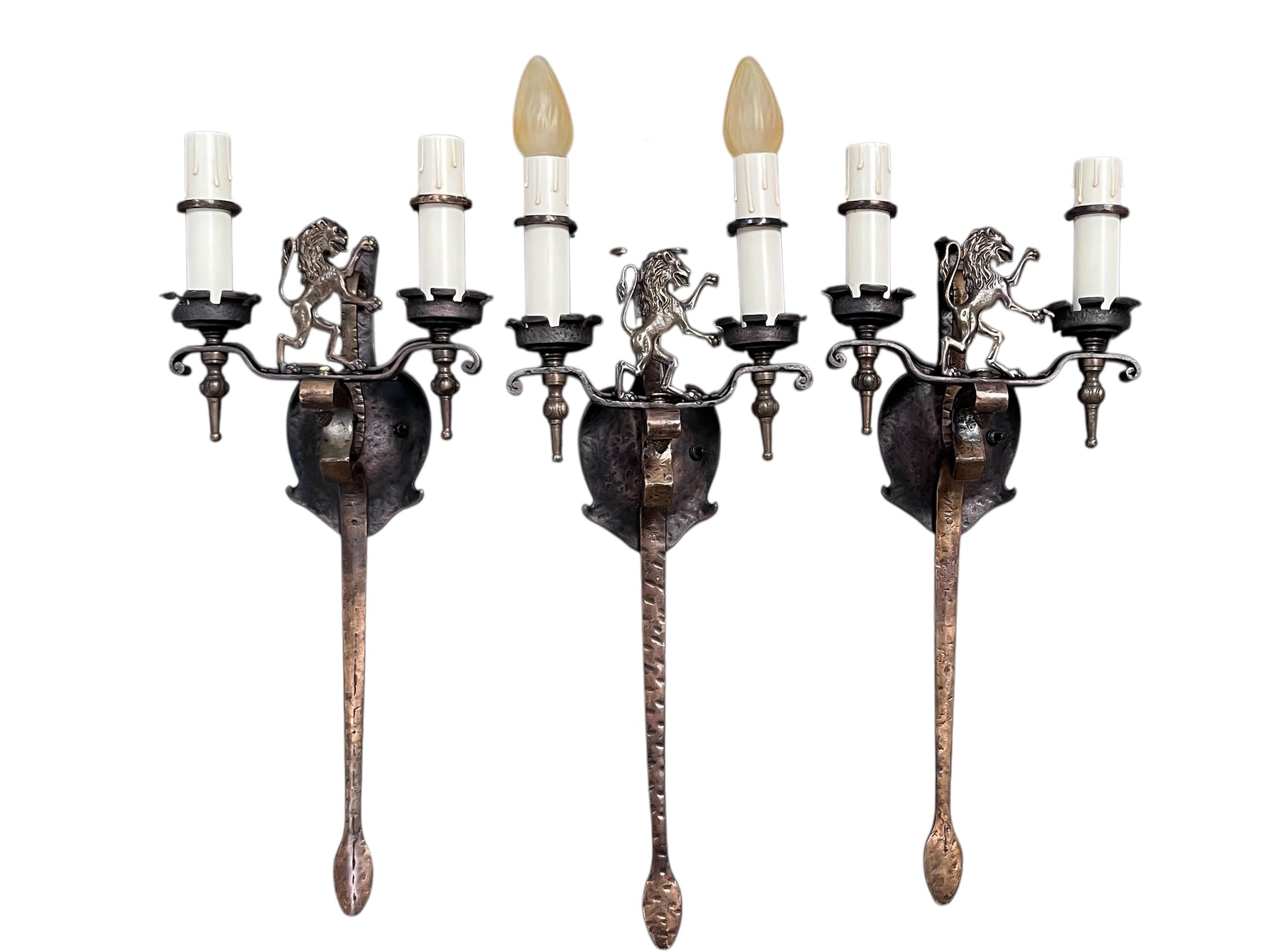 Three Monumental Spanish Revival Wall Sconces