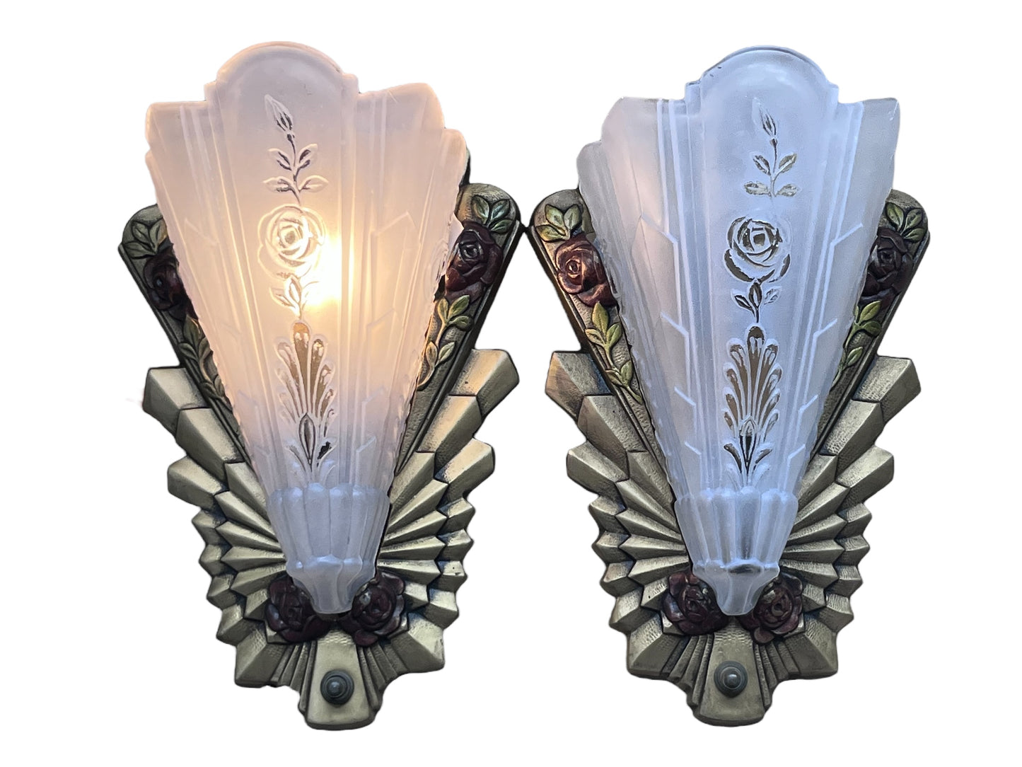 Frankelite Floral  Art Deco Wall Sconces