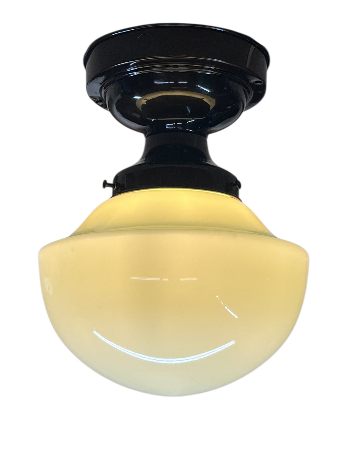 Vaseline Glass Schoolhouse Globe on Original Fitter #2590