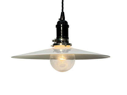 Hand Blown "Flat White" Pendant Shade Handing from Twisted Wire #2620