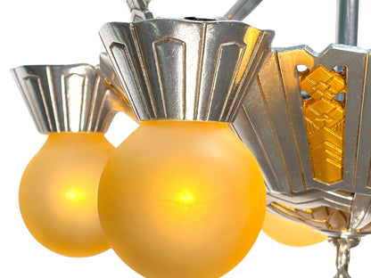 Art Deco Exposed Bulb 5 Light Chandelier in Polished Aluminum #2585