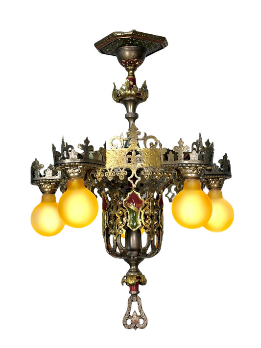 Spanish Revival Semi Flush Ceiling Light From the 1920s