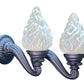 1910s Curved Arm Exterior Sconces with Antique Flame Shades #2552