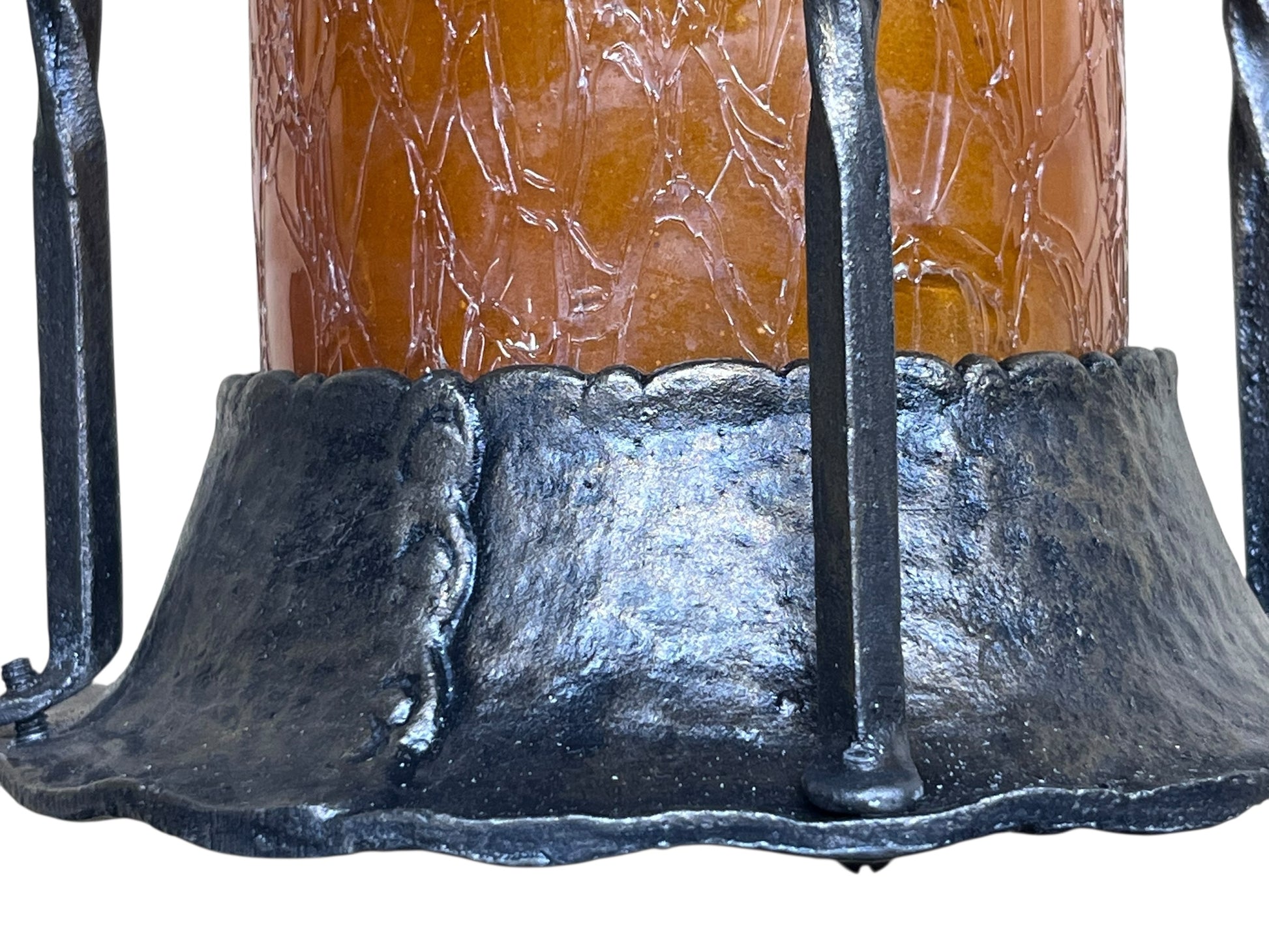 Spanish revival Porch Light with Amber Crackle Glass Shade