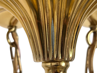 Small Sheffield Shower Light in Polished Brass with 6 Floral Shades #2571