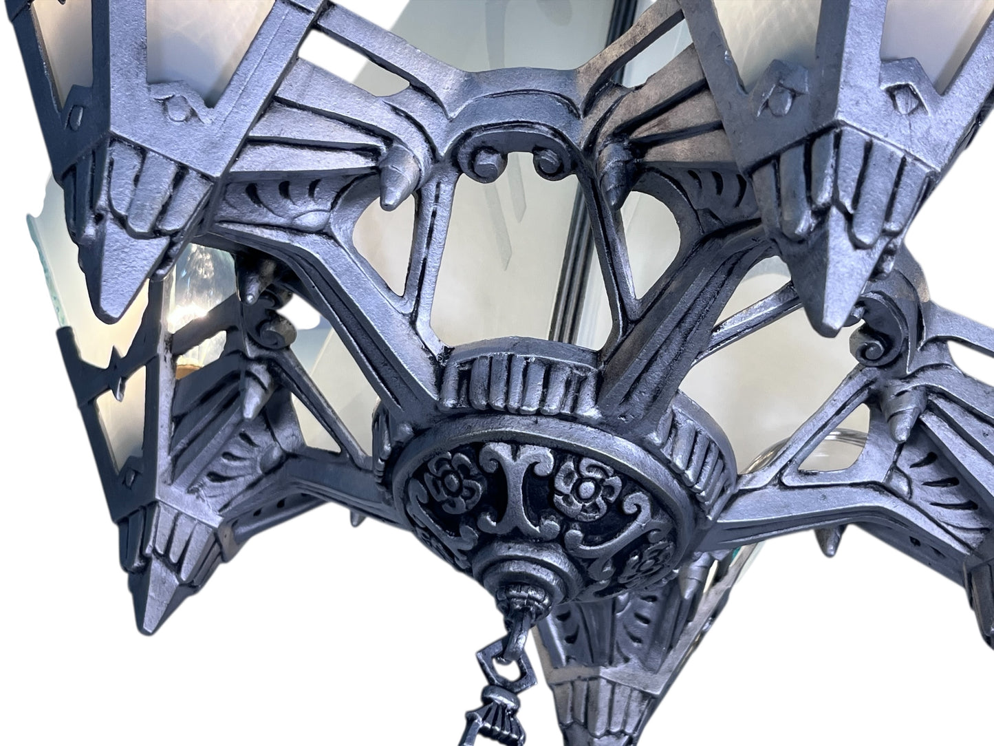 Art Deco Chandelier with Flat Panels of Glass