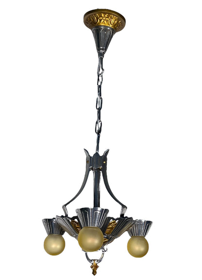 Gold and Silver  Art Deco Pendant Light