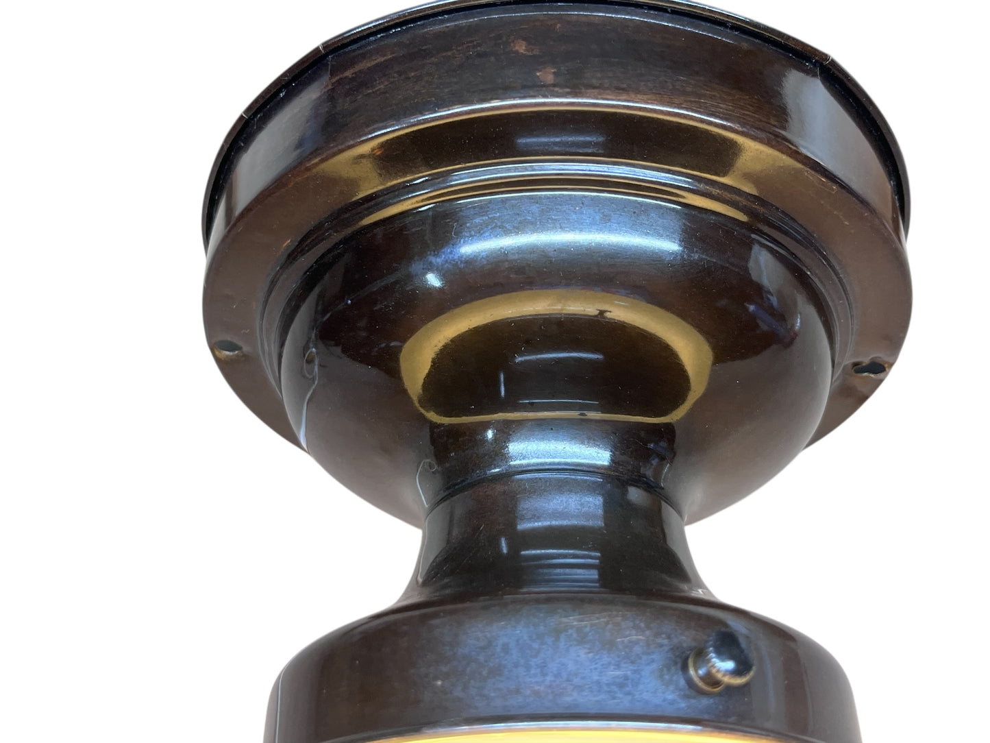 Vaseline Glass Schoolhouse Globe on Original Fitter #2590