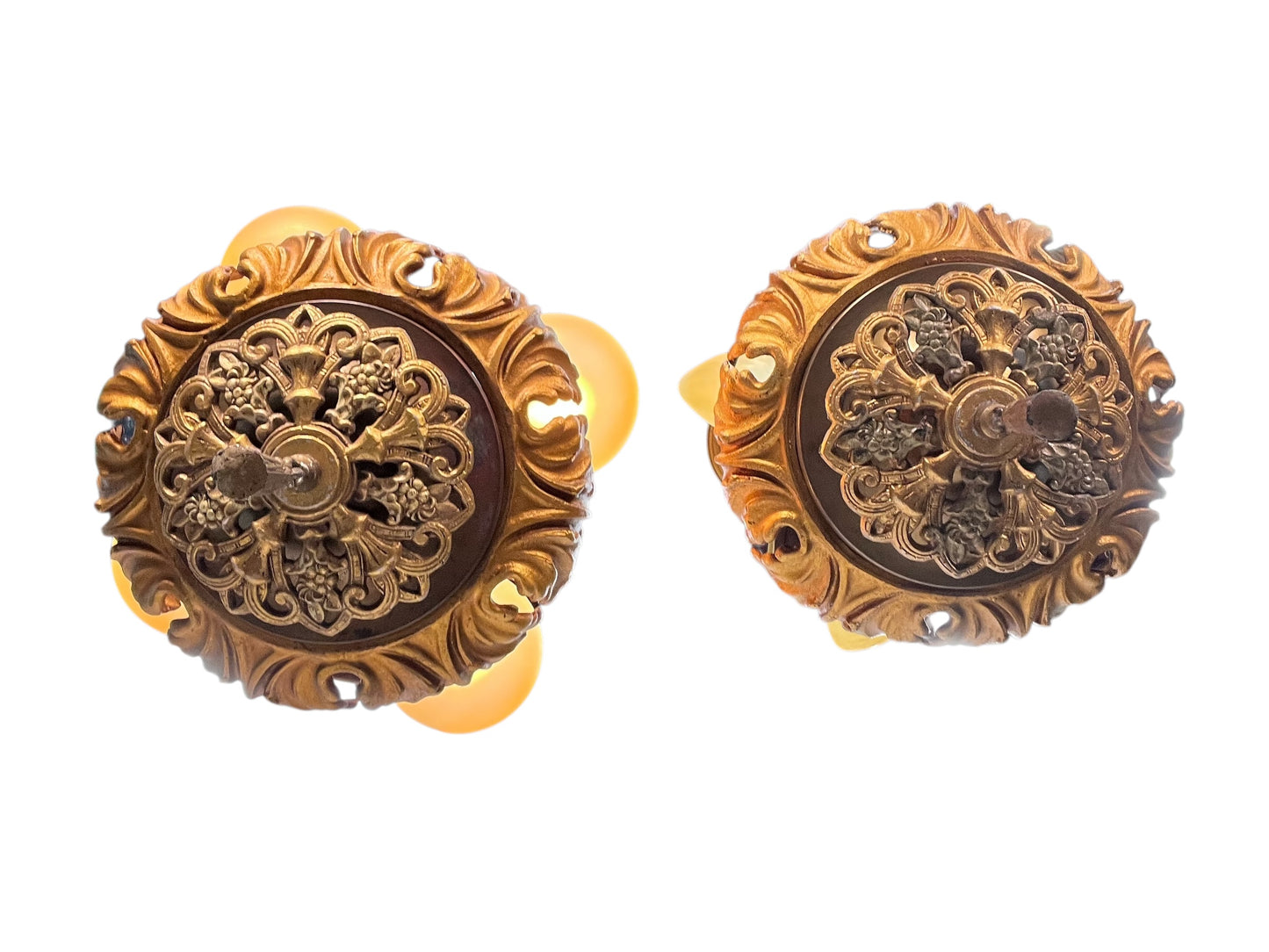 Gold 4 Light Pendants with Original Finish 1920s #2597