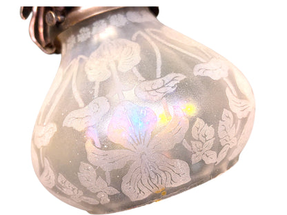 Art Nouveau Wall Sconces with Antique Etched Shades