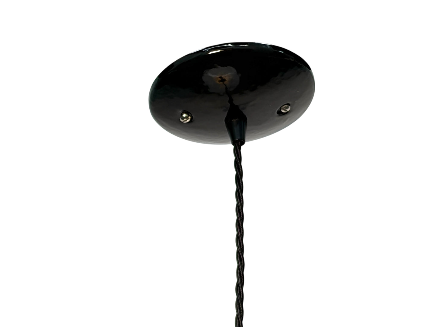 Hand Blown "Flat White" Pendant Shade Handing from Twisted Wire #2620