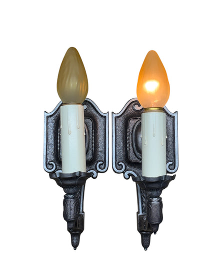 Dark Metallic Grey Sconces from the 1920s #2628