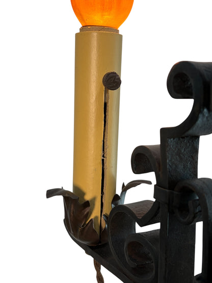 1920s Wrought Iron Spanish Revival Floor Lamp with Adjustable Height #2639