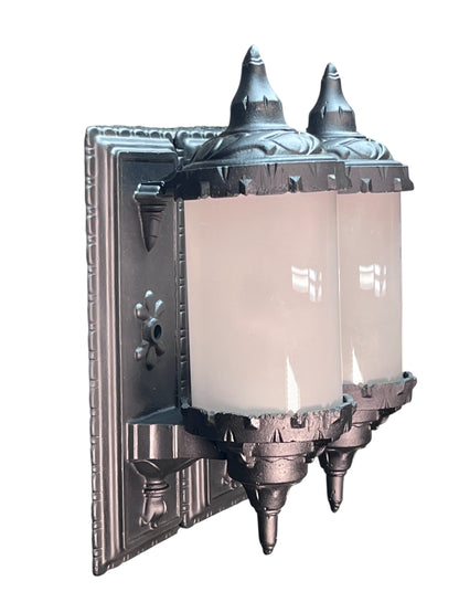 Pair Exterior Lights with Glass Cylinder Shades #2551