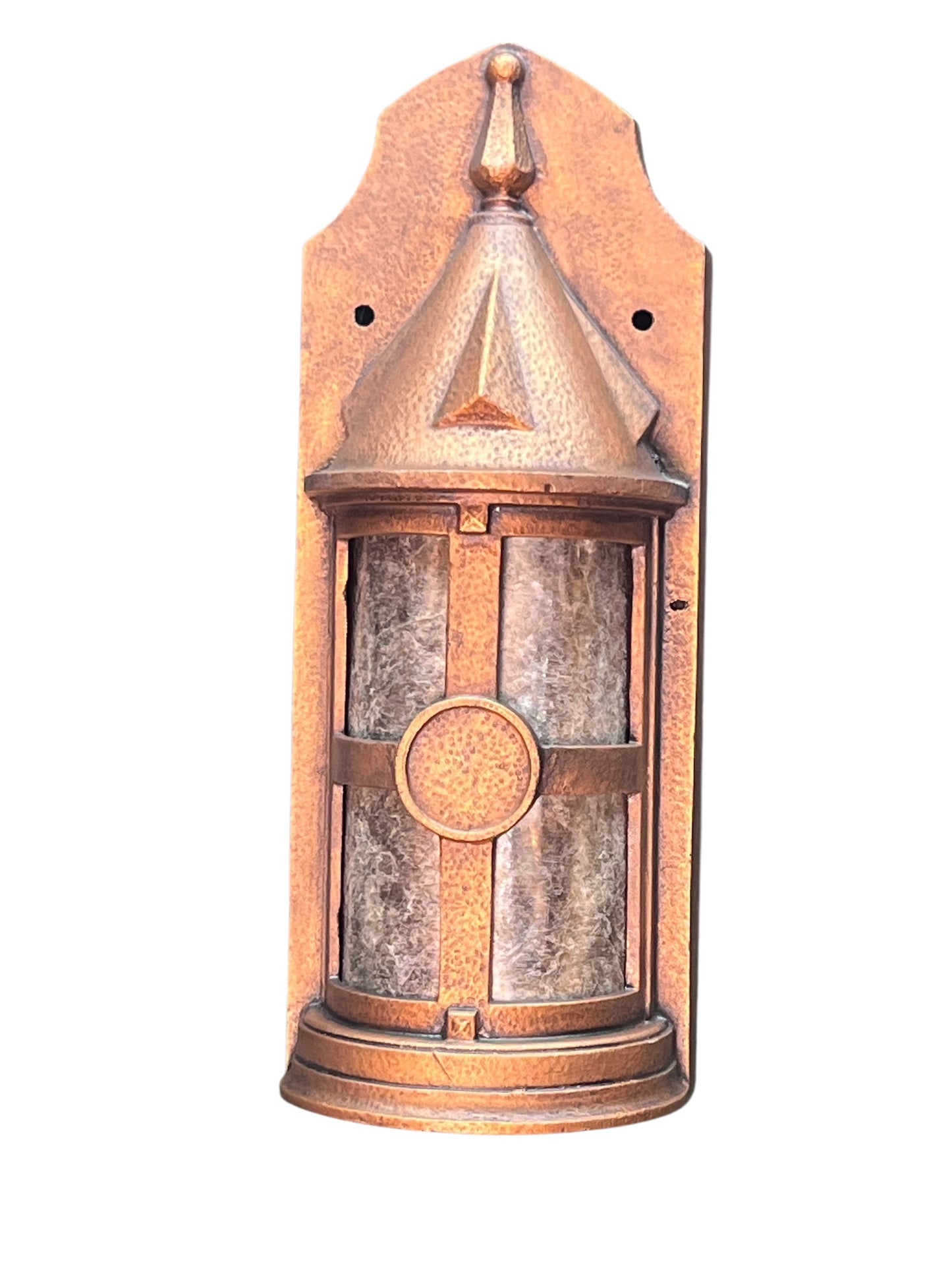 One of THREE Storybook Style Exterior Sconces in Anitque Copper #2554
