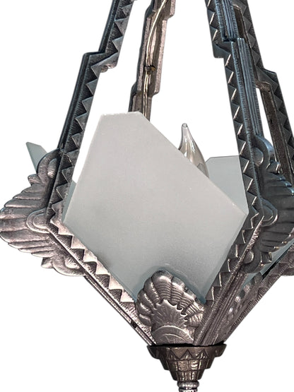 Silver Art Deco Hallway or Foyer Light with Original Finish #2556