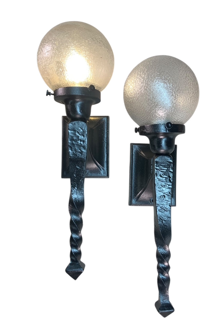 Pair Twisted Tail Wall Outdoor Sconces
