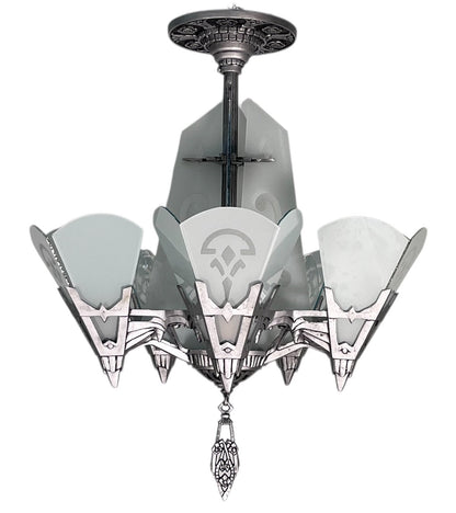 Art Deco Chandelier with Flat Panels of Glass