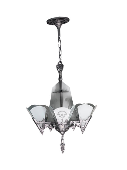 Art Deco Flat Glass Panel Chandelier for Tall Ceilings #2580